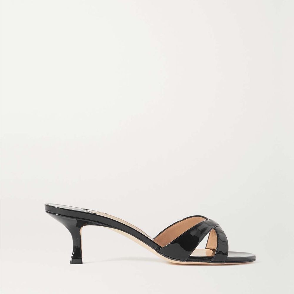 MANOLO BLAHNIK
Callamu 50 patent-leather mules